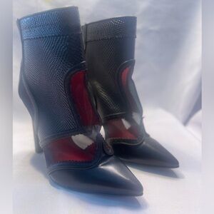 Jeffrey Campbell Womens Black Leather High Heel Ankle Booties Size 5.5